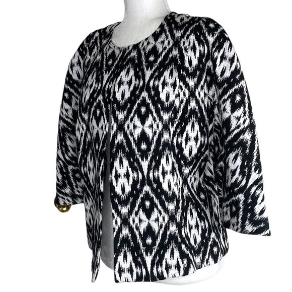 Peter Nygard Women’s Tribal Ikat Print Open Blazer Boho Jacket 3/4 Sleeve Work - Picture 4 of 8